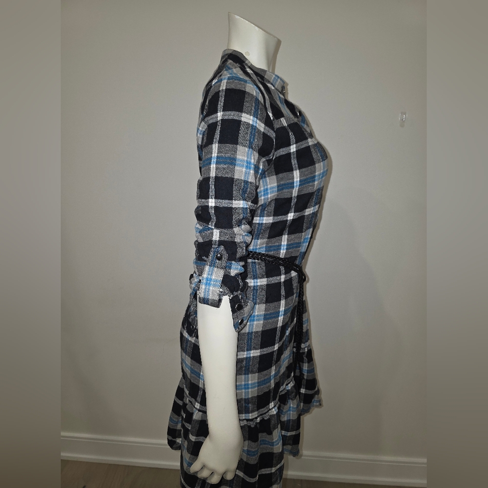 ICHI Flannel Plaid Shirt Dress XS - Picture 11 of 15